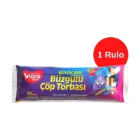 Vioraplast Büzgülü Büyük Boy 65x70 cm Çöp Poşeti Mor