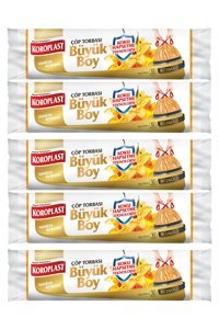 Koroplast Vanilya Kokulu Büzgülü Büyük Boy 65x70 cm Çöp Poşeti 5 Adet Turuncu