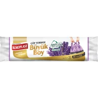 Koroplast Lavanta Kokulu Büzgülü Büyük Boy 65x70 cm Çöp Poşeti 10 Adet Mor