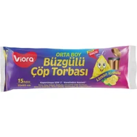Viora Limon Kokulu Büzgülü Orta Boy 55x60 cm Çöp Poşeti 15 Adet Sarı