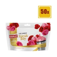 Koroplast Gül Kokulu Küçük Boy 40x45 cm Çöp Poşeti 50 Adet Pembe