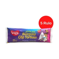 Vioraplast Vanilya Kokulu Büzgülü Büyük Boy 65x70 cm Çöp Poşeti 5 Adet Beyaz
