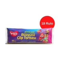 Vioraplast Çilek Kokulu Büzgülü Büyük Boy 65x70 cm Çöp Poşeti 18 Adet Beyaz