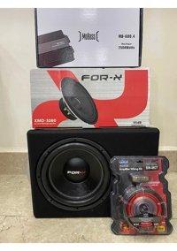 Forx Xw-212 1500 W Subwoofer Siyah + Mobass 4 Kanallı Anfi 2400W