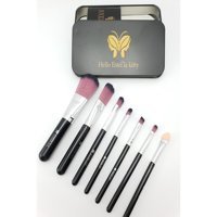 Estella Kapaklı 7'li Allık Eyeliner Far Makyaj Fırça Seti Siyah