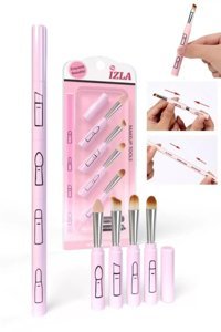 Izla Matruşka Kapaklı 4'lü Eyeliner Far Makyaj Fırça Seti Pembe