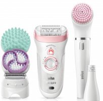Braun Silk Epil 9 9995 Yüz Genital Bölge Bıyık Koltuk Altı Bacak İçin Kablosuz Işıklı Epilasyon Aleti Pembe