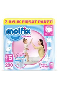 Molfix 6 Numara Külot Bebek Bezi 200 Adet