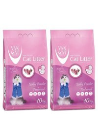 Van Cat Bebek Pudrası Kokulu Topaklanan Kalın Taneli Bentonit Kedi Kumu 2x10 lt