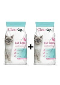 Clear Cat Bebek Pudrası Kokulu Topaklanan İnce Taneli Bentonit Kedi Kumu 2x10 lt