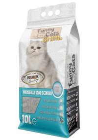 Funny Marsilya Sabunu Kokulu Topaklanan İnce Taneli Bentonit Kedi Kumu 10 lt