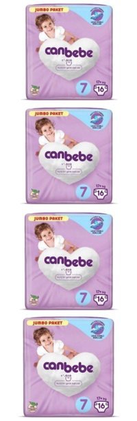 Canbebe 7 Numara Cırtlı Bebek Bezi 4x16 Adet