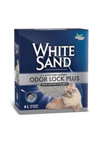 White Sand Odor Lock PLus Topaklanan İnce Taneli Aktif Karbonlu Bentonit Kedi Kumu 2x6 lt