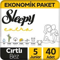 Sleepy Extra 5 Numara Organik Cırtlı Bebek Bezi 40 Adet