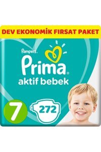 Prima Aktif Bebek 7 Numara Cırtlı Bebek Bezi 272 Adet