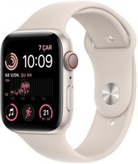 Apple Watch SE 2 Cellular Apple Uyumlu WatchOS Su Geçirmez 44 mm Silikon Kordon Kare Unisex Sim Kartlı Akıllı Saat Krem