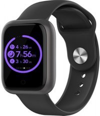 Markatim GT1 Silikon Kordon Kare Tansiyon Ölçen Unisex Akıllı Saat Siyah