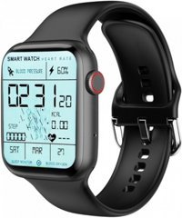 Spovan Watch 7 Su Geçirmez Silikon Kordon Kare Unisex Akıllı Saat Siyah