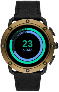 Diesel DZT2016 Android Wear Su Geçirmez Deri Kordon Daire Unisex Akıllı Saat Siyah