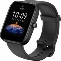 Amazfit Bip 3 Pro Su Geçirmez 44.12 mm Silikon Kordon Kare Unisex Akıllı Saat Siyah