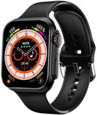 Torima HW8 Ultra Silikon Kordon Kare Tansiyon Ölçen Unisex Akıllı Saat Siyah