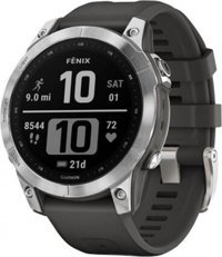 Garmin Fenix 7 Su Geçirmez 47 mm Silikon Kordon Daire Unisex Akıllı Saat Siyah
