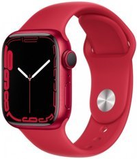 Apple Watch Series 7 Apple Uyumlu WatchOS Su Geçirmez 41 mm Fluoro Elastomer Kauçuk Kordon Kare Unisex Akıllı Saat Kırmızı