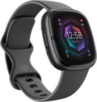 Fitbit Sense 2 Silikon Kordon Kare Unisex Akıllı Saat Siyah