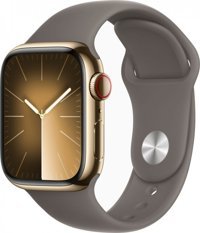 Apple Watch Series 9 Cellular Apple Uyumlu WatchOS Su Geçirmez 41 mm Fluoro Elastomer Kauçuk Kordon Kare Unisex Sim Kartlı Akıllı Saat Kahverengi