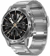 Torima DT70+ Su Geçirmez 45 mm Metal Kordon Daire Tansiyon Ölçen Unisex Akıllı Saat Gümüş