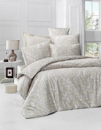 Komfort Home Saten Kışlık 160 x 220 cm Desenli Tek Kişilik Nevresim Takımı Bej