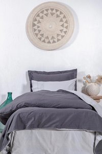 Ecocotton Pamuk Dört Mevsim 160 x 220 cm Düz Tek Kişilik Nevresim Takımı Antrasit