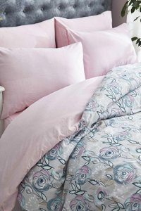 Mira Home Pamuk Polyester Dört Mevsim 160 x 200 cm Çiçekli Tek Kişilik Nevresim Takımı Gri