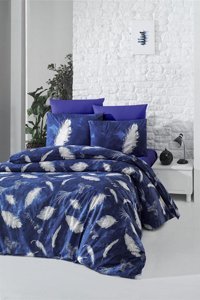 Helenito Ranforce Dört Mevsim 160 x 220 cm Modern Tek Kişilik Nevresim Takımı Lacivert