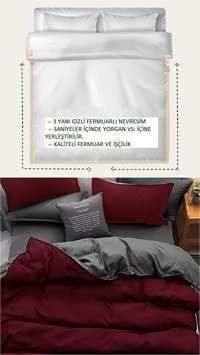 Sedef Home Ranforce Kışlık 160 x 220 cm Lastikli Düz Tek Kişilik Nevresim Takımı Antrasit Bordo