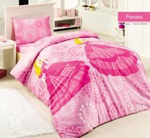 Nevresim Dünyası Pamuk Polyester Dört Mevsim 160 x 220 cm Prenses Tek Kişilik Nevresim Takımı Pembe
