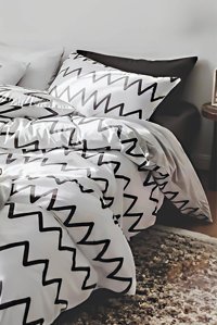 Depomaxx Kışlık 160 x 220 cm Çizgili Tek Kişilik Nevresim Takımı Beyaz Siyah