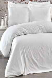 Ender Home Pamuk Saten Dört Mevsim 160 x 220 cm Lastikli Düz Tek Kişilik Nevresim Takımı Beyaz