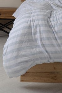 Noblanc Pamuk Dört Mevsim 150 x 200 cm Çizgili Tek Kişilik Nevresim Takımı Beyaz