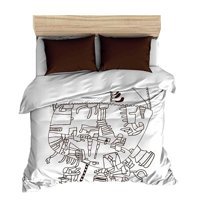 Makiteks Pamuk Kışlık 160 x 220 cm Geometrik Tek Kişilik Nevresim Takımı Beyaz Kahverengi