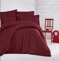 Metin Ev Saten Dört Mevsim 160 x 220 cm Çizgili Tek Kişilik Nevresim Takımı Bordo
