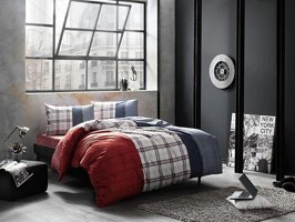 Nevresim Dünyası Ranforce Dört Mevsim 160 x 220 cm Lastikli Desenli Tek Kişilik Nevresim Takımı Kırmızı