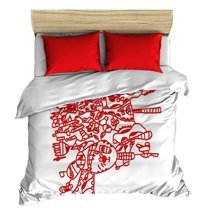 Makiteks Pamuk Kışlık 160 x 220 cm Desenli Tek Kişilik Nevresim Takımı Beyaz Kırmızı