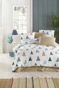 Tabu Home Pamuk Dört Mevsim 160 x 220 cm Geometrik Tek Kişilik Nevresim Takımı Beyaz