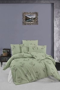 Helenito Ranforce Dört Mevsim 160 x 220 cm Çiçekli Tek Kişilik Nevresim Takımı Yeşil