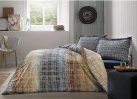 Nevresim Dünyası Ranforce Kışlık 160 x 220 cm Ekoseli Tek Kişilik Nevresim Takımı Lacivert