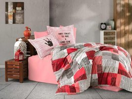 Nevresim Dünyası Pamuk Dört Mevsim 160 x 220 cm Genç Tek Kişilik Nevresim Takımı Bordo Pembe