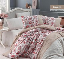 Nevresim Dünyası Pamuk Polyester Dört Mevsim 160 x 220 cm Çiçekli Tek Kişilik Nevresim Takımı Kahve Kırmızı