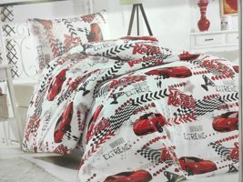 Çapa Home Pamuk Dört Mevsim 160 x 220 cm Araba Tek Kişilik Nevresim Takımı Kırmızı