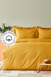 Karaca Home Pamuk Dört Mevsim 160 x 220 cm Düz Tek Kişilik Nevresim Takımı Hardal